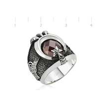 Gümüş Ay Yıldız Tuğra Erkek Yüzük (551168370)