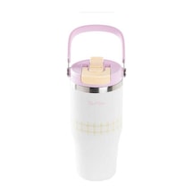 Tantitoni Beyaz Paslanmaz Çelik Katlanır Pipetli Termos Bardak 750 Ml
