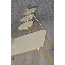 Zigon Sehpa Ve Orta Sehpa Kr Gold Metal Ayak Gold Krem Set Diğer