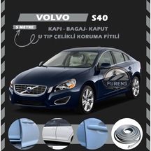 Volvo S40 Oto Araç Kapı Koruma Fitili 5 Metre Parlak Gri Renk