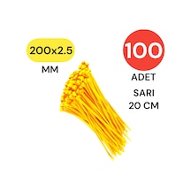Tek-iş Plastik Kablo Bağı Klipsi Cırt Kelepçe 200 Mm X 2.5 Mm Sarı 100 Adet