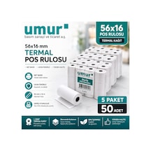 56x16 Mm Termal Pos Rulosu Pos Kağıdı 50 Adet 5 Paket X 10 Adet