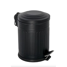 Retro Siyah Çöp Kovası Çöp Kutusu Çizgili Model 12 Litre