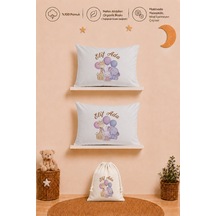 İsim Baskılı Kız Bebek Hediyesi 2'li 35x45 Pamuk Yastık Kılıfı Ve Ham Bez Bebek Kıyafet Kesesi 2054y2kyx