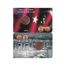 Türkiye 1974 Yılı Tedavül Bakır 5 Kuruş Çil Özel Renkli Kapamasında Unc