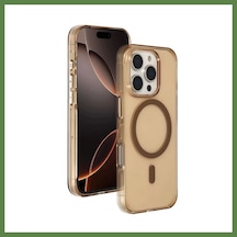 Bezos Joko İphone 16 Pro Max Uyumlu Gleam Pc Sert Magsafe Kılıf - Şeffaf-gold Hb006