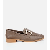 Hotiç Kadın Deri Vizon Tokalı Klasik Loafer
