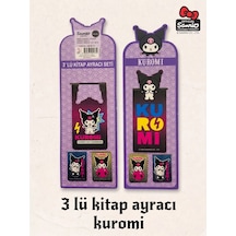 Bakgelal Sanrio Lisanslı Kuromi 3 Lü Manyetik Kitap Ayracı Seti Pop Art Tasarım - 9083902974021