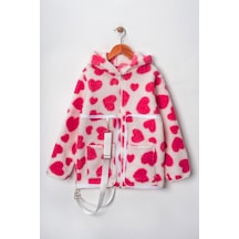 Miniğimin Cicileri Sırt Çantasına Dönüşebilen Peluş Unisex Çocuk Mont - Pembe Pembe