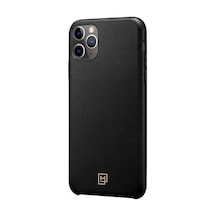 Spigen Apple Uyumlu iPhone 11 Pro Max İle Kılıf La Manon Câlin Premium Deri Tasarım Chic Black