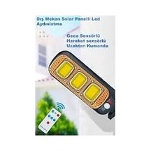Solar Panel Su Geçirmez Uzaktan Kumandalı Led Hareket Sensörü Bahçe Ve Dış Mekan Lambası 0177