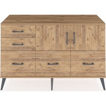 Hyperion Konsol 2 Raflı 5 Çekmeceli 2 Kapaklı 132x44x83 Çam-çam Çam