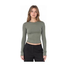 Hiccup Busem Slim Fit Yuvarlak Yaka Uzun Kollu Bluz Koyu Gri 08