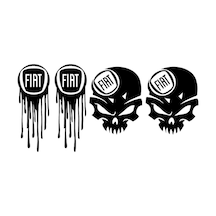 Fiat Kuru Kafa 2 Adet Kanlı Logo 2 Adet Sticker Yapıştırma