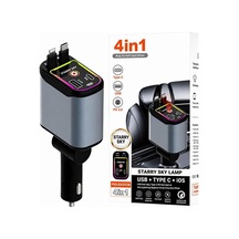 66w Pro Cw1 Led Tavan Aydınlatmalı 4'ü 1 Arada Geri Çekilebilir Çift Kablolu 3.4a Süper Hızlı Araç Şarj Cihaz