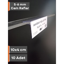 Şeffaf Etiket 10 Adet Pvc Etiketlik Cam Raflar İçin 5-6 Mm Kalınlıkta Cam Raf