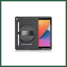 Bezos Apple iPad Uyumlu 10.2 7.nesil Kılıf Hand Strap Tablet Kılıfı - Siyah Bzs01