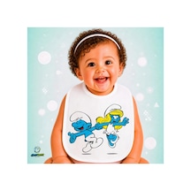 Şirinler Keten Bebek Mama Önlüğü Yumuşak - Emici - Yıkanabilir - Özel Tasarım P190 Çok Renkli