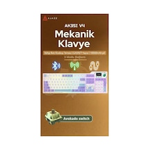 Ajazz Ak35iv4 Tam Boy Mekanik Oyuncu Klavyesi-tft Ekran-10.000 Mah Batarya-özel Temalı Tasarım - Mor - Beyaz