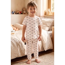Öts Erkek Çocuk Pamuklu Pijama Takımı Kısa Kol Uzun Alt Desenli Premium Ev Stili 374004 Renkli-4