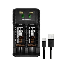 I-gen Batteries G32d 2 Li Aa/aaa/c/d Pil Şarj Aleti + 2 Adet Pro D 10.000 Mah 1.2 V Ni-mh Şarjlı D Büyük Boy Pil Seti