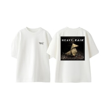 Thewert Heavy Rain Origami Tasarım Sırt Baskılı Pamuk Beyaz Oversize T-shirt