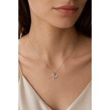 Balenbi Jewelry Kadın Taşlı Yusufçuk Figürlü Kararmaz Çelik Kolye 1158 Gümüş