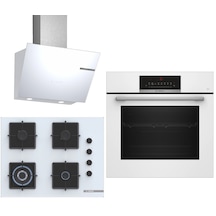 Bosch  HBJ559EW6T - POH7C2P31O - DWK66PJ20T  3D Fry Tepsili 3'lü 629 Beyaz Ankastre Set