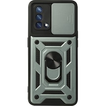 Oppo A74 4g Kılıf Pars Lens Yüzüklü Silikon - Yeşil Diğer