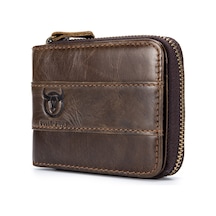 Suofeng Vintage Renkli Deri Cüzdan: Çoklu Bölmeli, Fermuarlı, Erkekler İçin Şık Ve Pratik Aksesuar Kahve