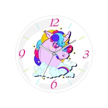 Unicorn Parıltı Çap 30cm Sessiz Akar Bombeli Gerçek Cam Duvar Saati Diğer