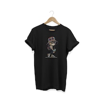 Sprey Baskılı Siyah T-shirt Siyah