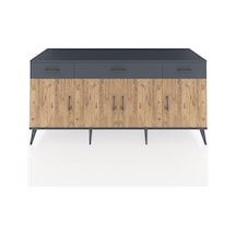 Kronos Konsol 3 Raflı 3 Çekmeceli 4 Kapaklı 176x59x83 Antrasit-çam/antrasit Çam/antrasit