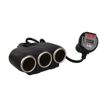 Olesson 1634 12-24v Tek Usb Girişli 120w 80cm Kablolu Dijital Voltaj Ekranlı 3 Lü Araç Çakmak Çoklayıcı Çok Renkli