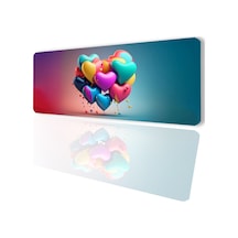 Sonictouch Dijital Çizim Kalpler Kaymaz Gaming Oyuncu Masaüstü Dikişsiz Mavi Yeşil Klavye Mouse Pad