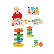 Yağmur Damlası Çıngıraklı Top Oyunu + Sevimli Hayvanlar Bul Tak Eğitici Ve Zeka Geliştirici Set