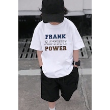 Uyguntarz Çocuk Frank Active Power Baskılı Pamuklu Tshirt Beyaz