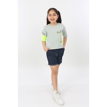 Toontoy Kids Toontoy Kız Çocuk World Baskılı Tişört Yeşil