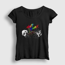 Presmono Kadın Colors Daft Punk T-shirt Siyah