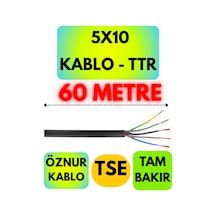 Öznur 5x10 Ttr Kablo Siyah Metre Seçenekli - 60 Metre