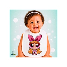 Powerpuff Girls Keten Bebek Mama Önlüğü Yumuşak - Emici - Yıkanabilir - Özel Tasarım P165 Çok Renkli