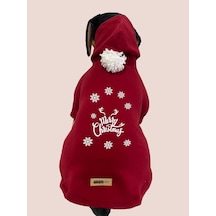 Kapişonlu Sweatshirt Köpek Ve Kedi Yılbaşı Kıyafeti - Yılbaşı Özel Noel Baba S Beden