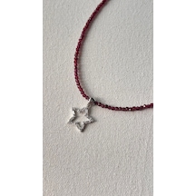 Granat Laltaşı 925 Ayar Gümüş Kolye Çok REnkli