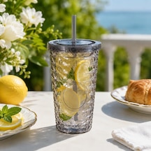Pipetli Mika Bardak 500 Ml, Kapaklı Ve Pipetli İçecek Bardağı, Soğuk Kahve Meşrubat Smoothie Ve Günlük Kullanım İçin Pratik Plastik Bardak Siyah Çok Renkli