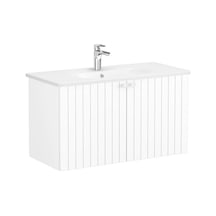 69310 VitrA Root Groove Kapaklı Lavabo Dolabı, 100 Cm, Mat Beyaz Yuvarlak Lavabo Dahil Diğer