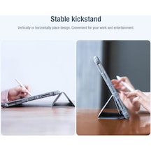 Nillkin Apple Uyumlu iPad  Air 11inç 2024 Air 4/5.nesil 10.9 Kalemlikli Standlı Düşmeyedayanıklı Kılıf Arka Kapak