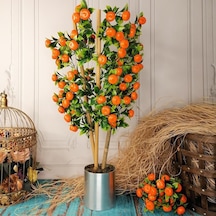 Yapay Ağaç Mandalina Ağacı 75Cm Gür Yapraklı Gümüş Paslanmaz Alem