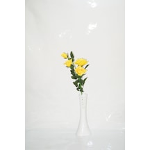 40 Cm Beyaz Delikli Vazo Sarı Gül 40 Cm Beyaz Delikli Vazo Sarı Gül