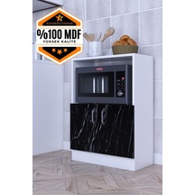 Rafineri Makro Dolap Çok Amaçlı Mikrodalga Fırın Dolabı Mdf Siyah Beyaz
