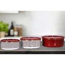 Forte Red Emaye Üçlü Saklama Seti 12v